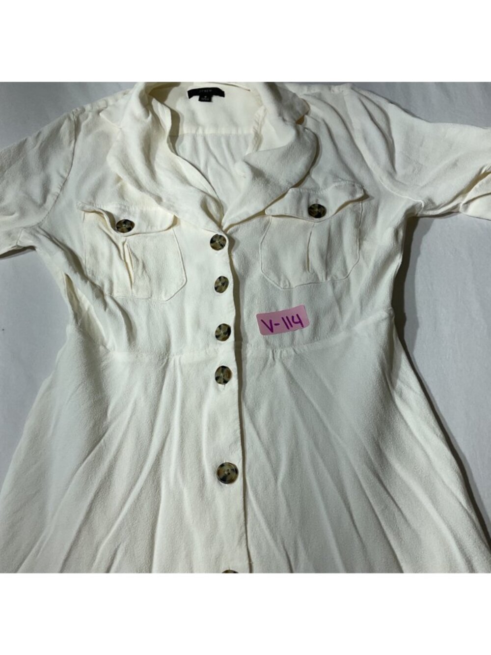 J crew Button-Front Midi Dress size 4 Collared Neck & Short Sleeves - Ivory - Picture 12 of 12